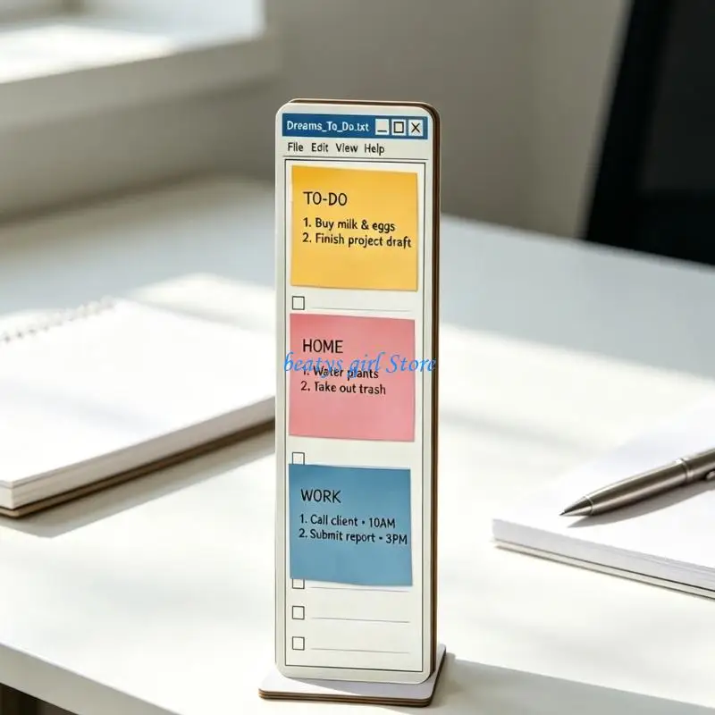 C7AB Desktop Memo Pad Stand Note Holder With Built In Pen Holder And Note Organizers
