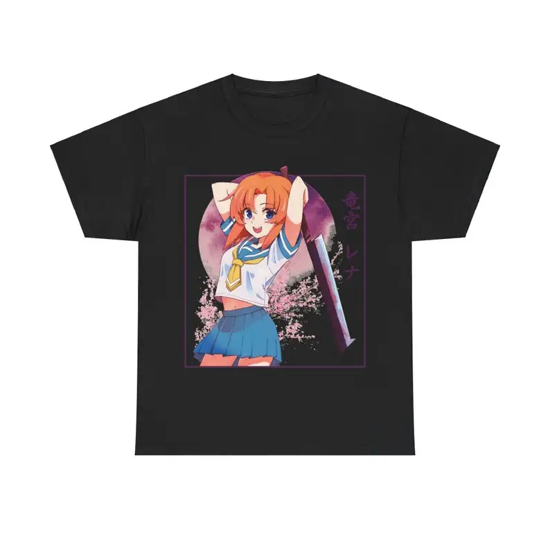 Higurashi no Naku Koro ni When They Cry Rena Ryuuguu Aesthetic Anime Unisex Heavy Cotton Tee