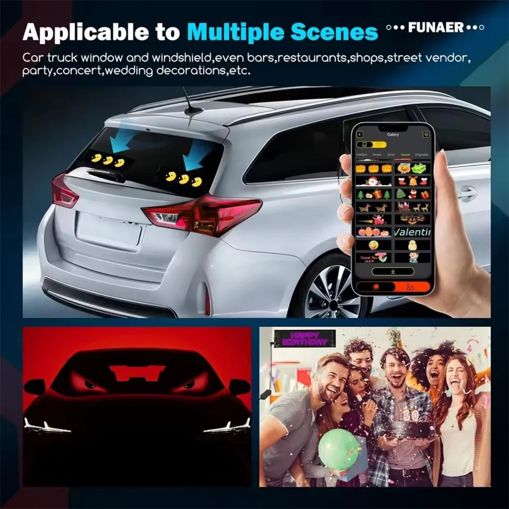 

2pcs Car LED Devil's Eye Flexible Folding Screen Dynamic Trucks Windshield Animation APP Bluetooth Control DIY LED Panel