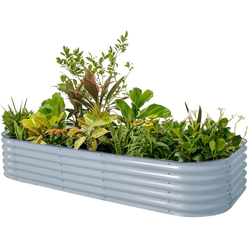 

Raised Garden Bed Kit, 17" Tall 10 in 1 Modular, Metal Planter Box for Vegetables, Flowers, Herbs, Sky Blue