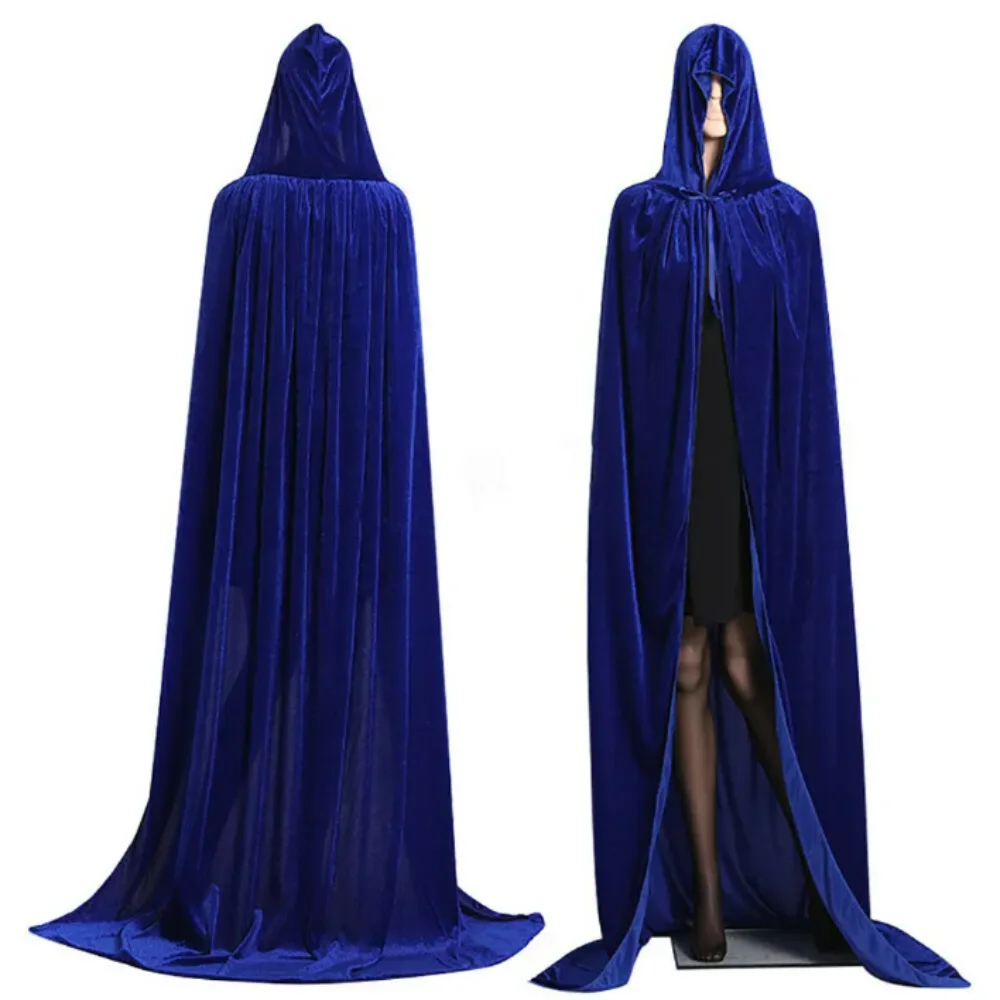 

Solid Color Velvet Cloak Reversible Design Full Length Hooded Robe Black Red Green Velvet Material Halloween Costume