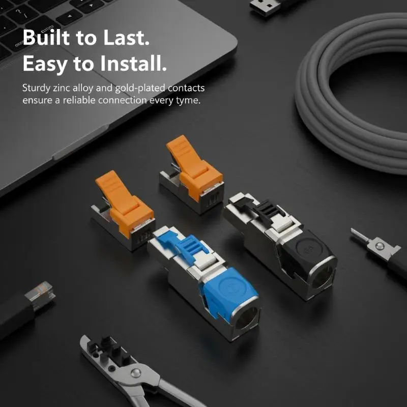 Adaptable Ethernet Plug Reusable 22AWG - 24AWG Tool Free for Home Office Improvements