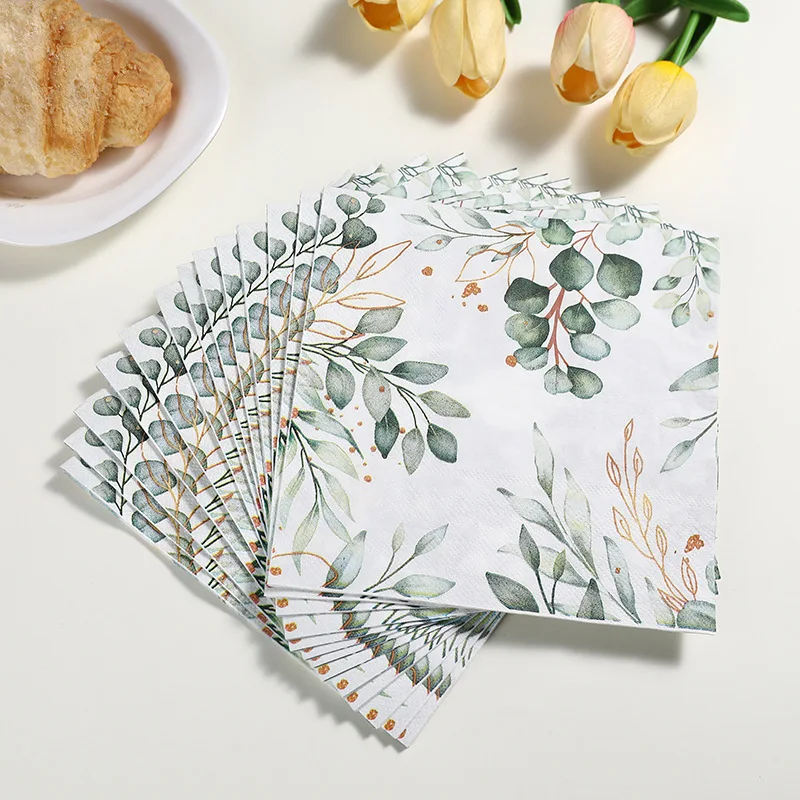 

Eucalyptus Green Leaves Paper Napkins Decoupage Botanical Wedding Bridal Baby Shower Party Supplies DIY Table Decor Cumpleaños