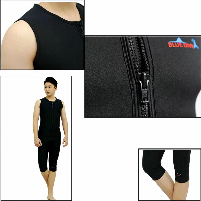 WetsuiSwim Chaleco de neopreno sin mangas para hombre, Chaqueta corta, traje de buceo con protección UV, bañadores de surf, 2mm