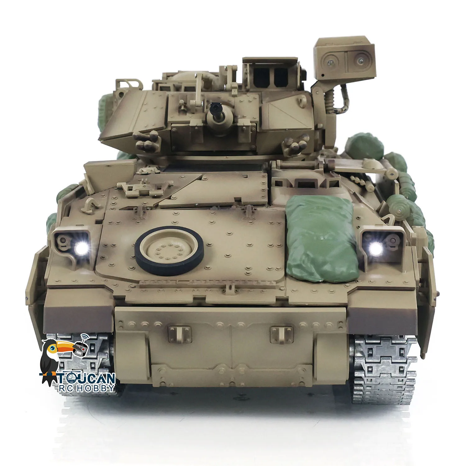 Td-rc-軍用戦車m2a2, 1/16,金属トラック,赤外線,砲身,反動,無線制御,rtr,戦闘車両,おもちゃ