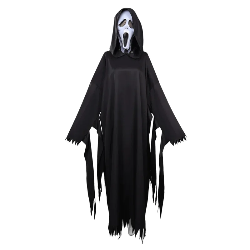 Scream VI Grimace Killer Cloak Mask Cosplay Costume Men Women Horrible Movie Halloween Carnival Suit For Adult Disguise EL2559