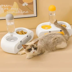 2 in 1 Pet Dog Feeder Bowl With Dog Water Bottle Cat Automatic Drinking Cat Food Bowl Pet Double 3 Bowls Stainless Steel Feeder