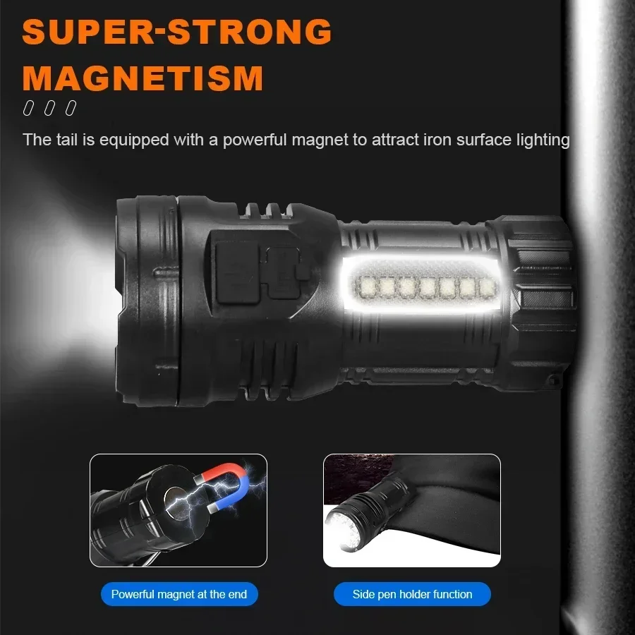 Mini LED Flashlight Super Bright With COB Side Light Rechargeable Handheld Flashlight For Outdoor Emergency Light For Camping