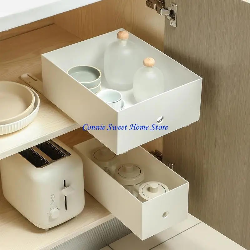 

LXAF 2 Pcs Pull Basket Telescopic Track for Kitchen Bedroom Storage Box Bottom Mount