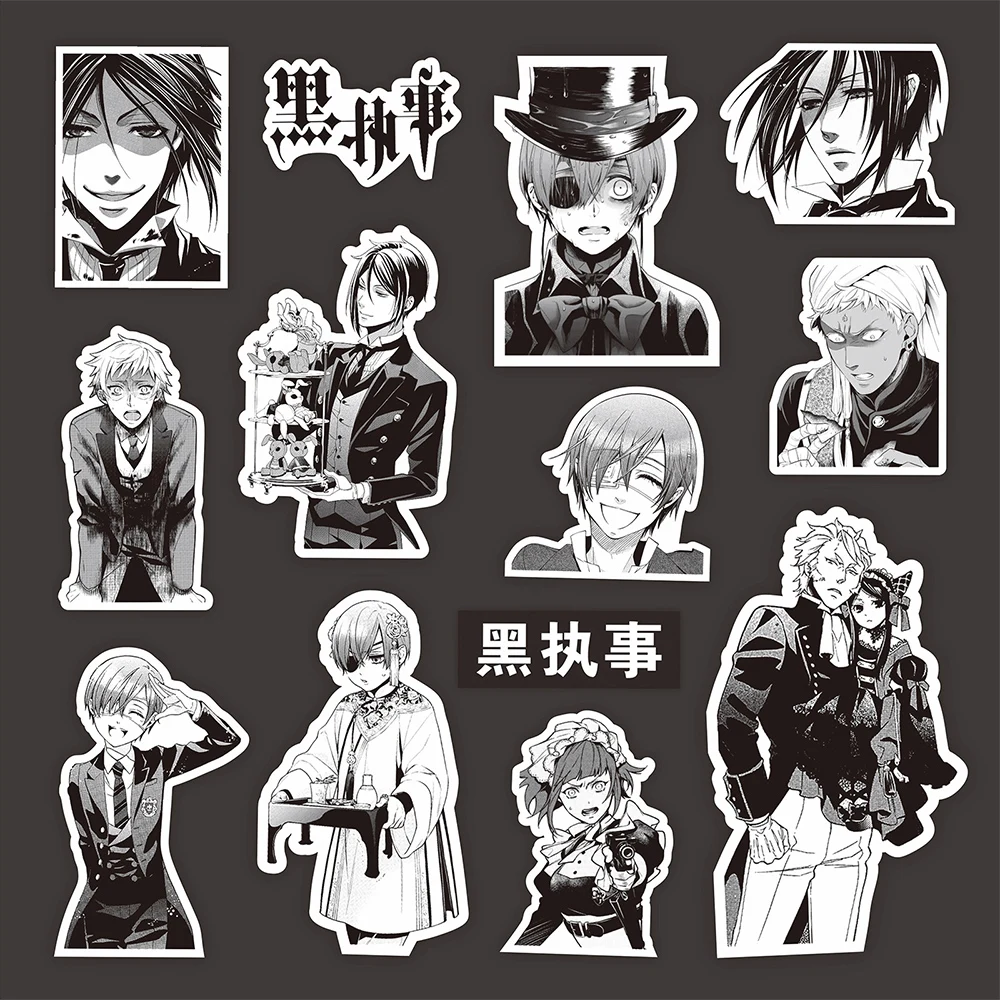 10/30/75pcs Anime Black Butler Stickers Black White Cartoon Decals Laptop Skateboard Car Phone Cool Waterproof Sticker Kids Toys