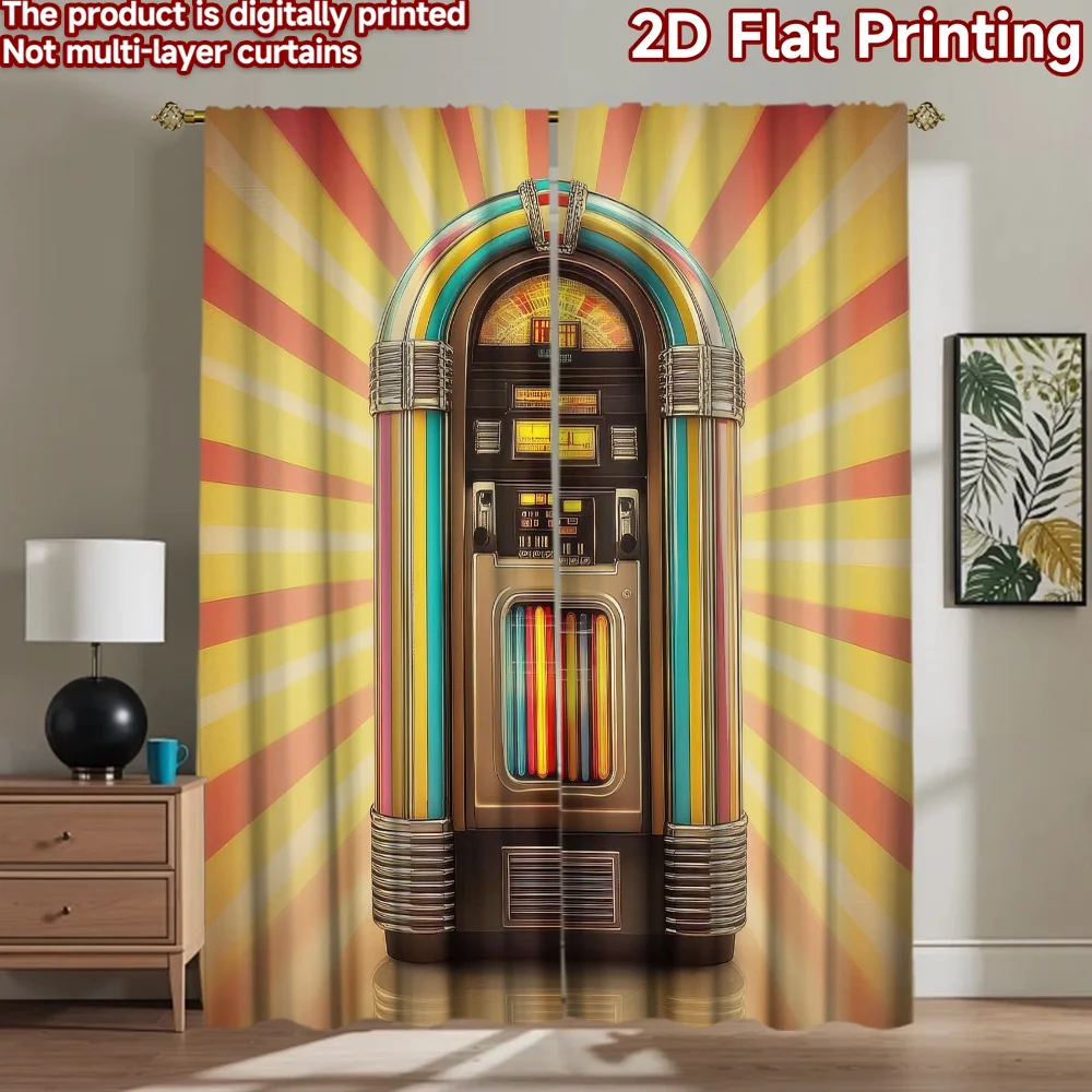 

1pc 2D flat Photography Backdrop Party Backdrop Colorful Retro Jukebox 100% Polyester Family Party Decoration Perfect for