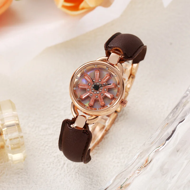 2024New Snowflake Rotating Watch Retro Modern Special Interest Light Luxury Small Dial Internet Hot Women's Watch Fashion