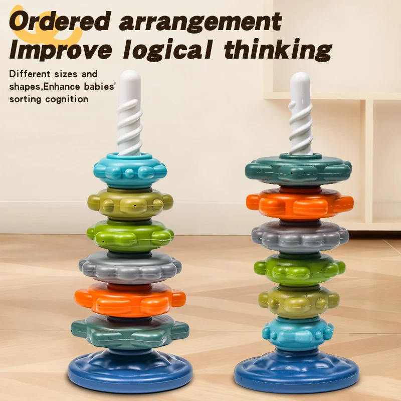 レインボーツイストアンドスタック カラフルネスティングリング 1～3歳の赤ちゃんと幼児向けツイストタワー 早期教育教育玩具、子供向け