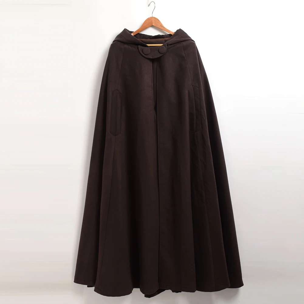 معطف صوف من العصور الوسطى للنساء معطف طويل بغطاء للرأس للشتاء