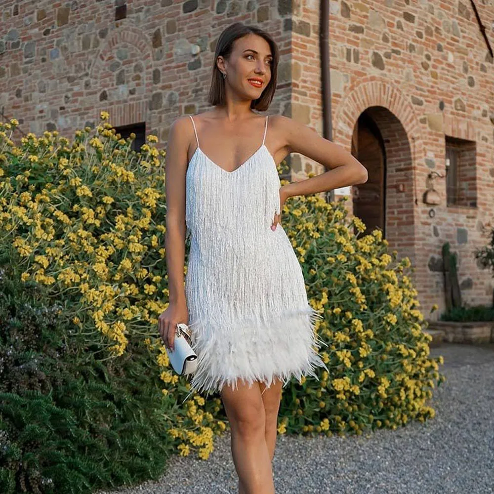 بسيطة أنيقة شرابة حفل مساء ثوب رسمي عشاء مأدبة تنورة قصيرة المؤنث مناسبة الملابس الكلاسيكية زي الزفاف