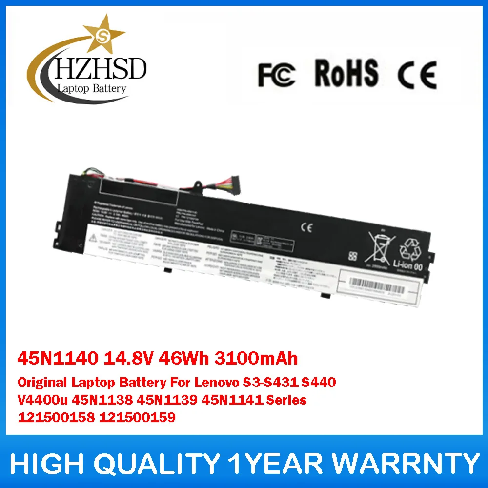 

45N1140 14,8 В 46 Втч 3100 мАч оригинальный аккумулятор для ноутбука Lenovo S3-S431 S440 V4400u 45N1138 45N1139 45N1141 121500158 121500159