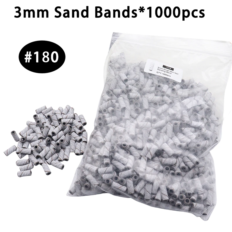 1000pcs 3mm Mini Zebra Sanding Bands punte per trapano per unghie in acciaio inossidabile mandrino accessori per Manicure elettrici strumento