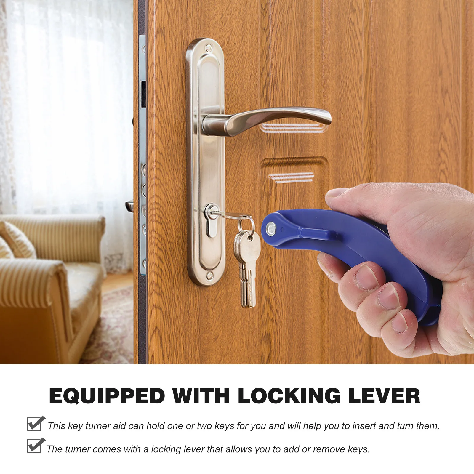 Key Turner Mobility Aid Sturdy Plastic Holder for Inserting Turning Keys Home Office Elderly Arthritis Key Turn Assistance view 2