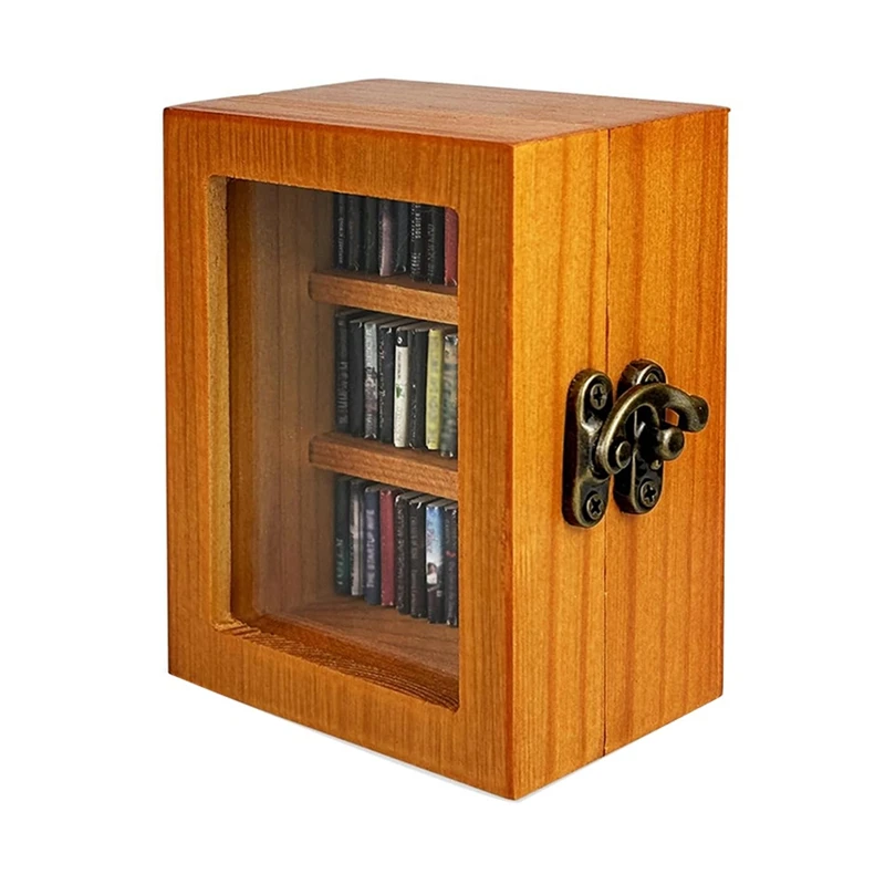 Y42A-Anxiety Bookshelf Mini Bookshelf Ornament Miniature Bookshelf Shake Away Your Anxiety Book Library With 60Pcs Mini Books