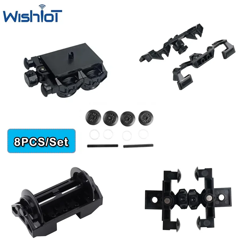 MOC 철도 기차 기술 블록 부품 자석 연결기/기차 바퀴 프레임/풀리 조립 소형 블록 장난감 액세서리