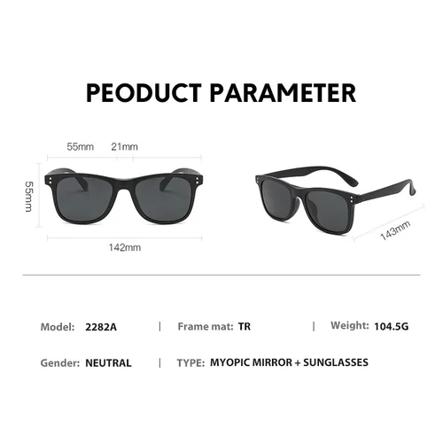 Imagen 2 del producto VCKA 6 en 1 Clip magnético gafas de sol para miopía 2025 nuevas gafas Retro para hombres y mujeres gafas graduadas ópticas personalizadas para conducir-1,0 ~-6,0