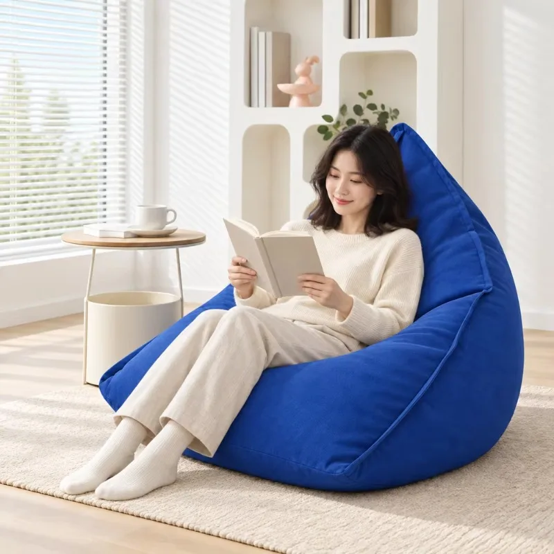 Cotton Linen Bean Bag Sofa Chair with EPP Eco Bead Filling High Back Lounge Seat for Adult Living Room Bedroom Home Theater