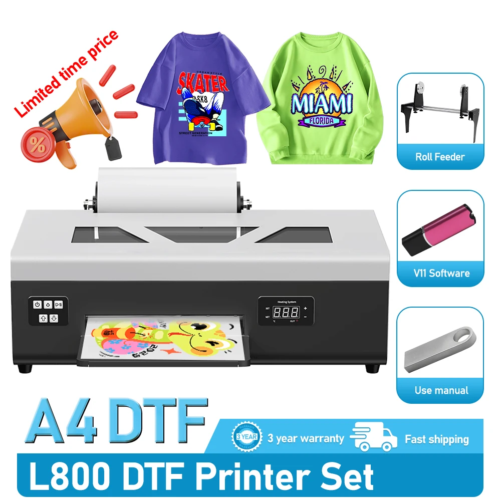 A4 DTF Printer for L800/L805 DTF Printer Direct Transfer Film Printer for Clothing Textile T-shirt Printing DTF Transfer Printer