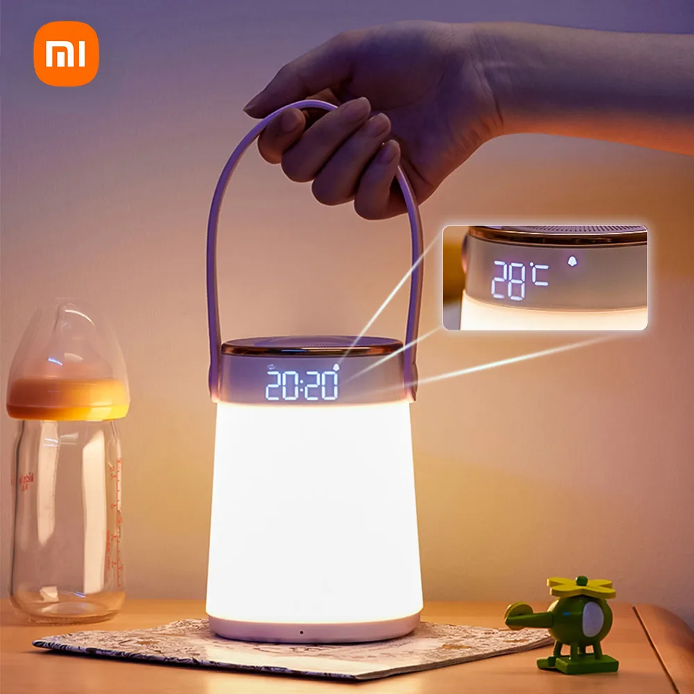 Xiaomi Mijia Clock Timing Temperature Display Stepless Dimming Led Rechargeable Night Light Portable Eye Protection Sleep Lamp