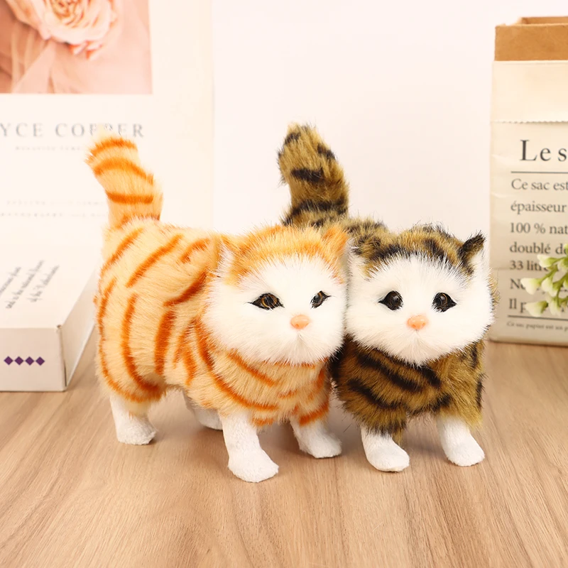 Soft Stuffed Kitten Model Simulation Cat Plush Toys Fake Cat Realist Animals For Kids Girls Birthday Valentine's Day Gift