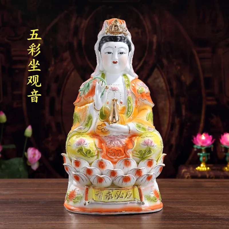 

Ceramic South Sea Guanyin Bodhisattva Standing Statue Handmade Sculpture Home Decoration