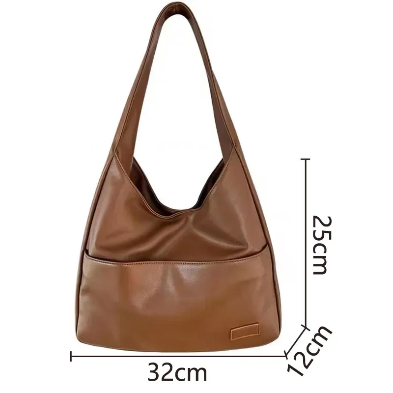 Large Capacity Bag for Women New Autumn Winter Soft Leather Shoulder Bag Armpit Bag Ladies Simple Portable Commuting Tote Bag