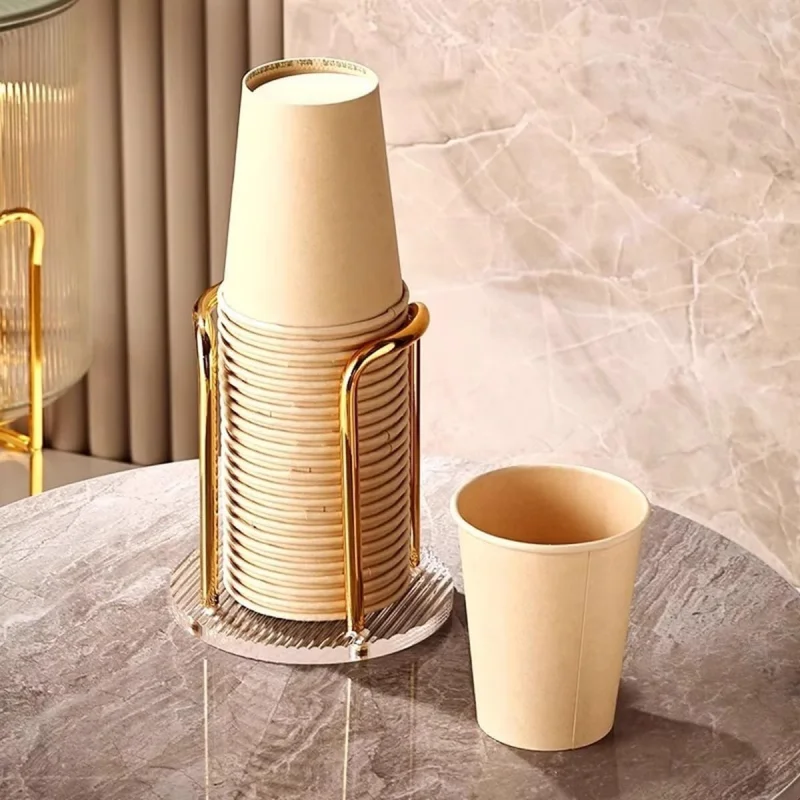 

Luxury Disposable Cup Storage Holder Water Tea Cups Dispenser Rack Shelf with Longer Stick Mug Display Stand Home Organizer