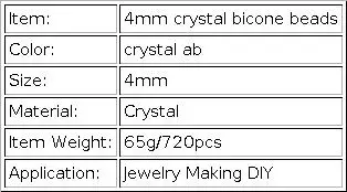 AAAAA Quality 720pcs Big Bag Crystal AB 4mm Bicone Crystal Beads Glass Beads Loose Spacer Beads for Jewelry Making Accessories