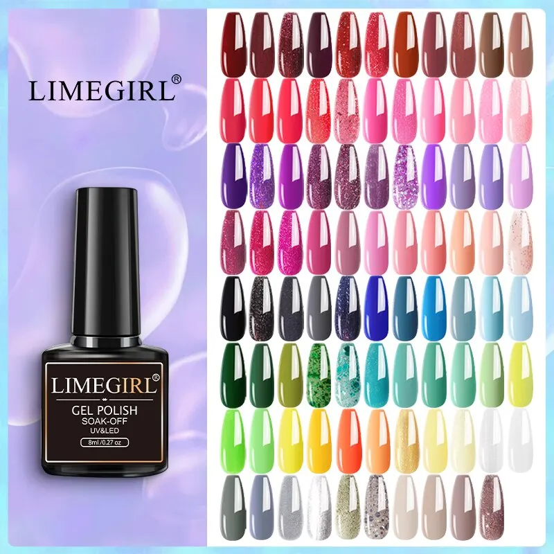 10Pcs/Set Gel Nail Polish Set Kit Pink Glitter Scheme Popular Summer Colors Semi Permanent Soak Off UV LED Nail Art Gel Kit
