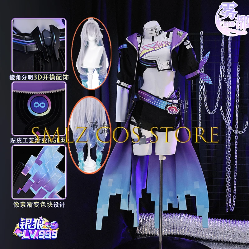 

New Form Silver Wolf Cosplay Game Honkai Star Rail Costume Woman Uniform Coat Shorts Prop Wig Set Halloween Party Play Outfit