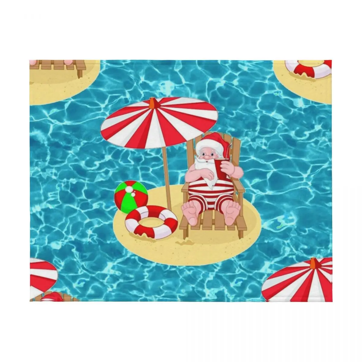 عيد الميلاد شاطئ سانتا كلوز رمي بطانية الشعر الصيف لينة أفخم منقوشة محشوة البطانيات #2
