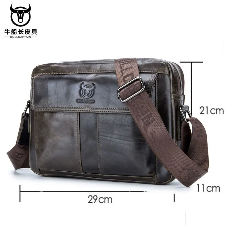 BULLCAPTAIN 2023 men handbag Messenger bag Men\'s Shoulder Bag Genuine Leather men\'s Crossbody Small male man bags Travel Tote