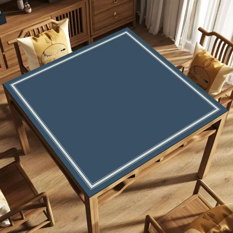 Solid Color Mahjong Table Mat Navy Blue Square Simple Anti Slip And Noise Reducing Desktop Mat Portable Desktop Decoration