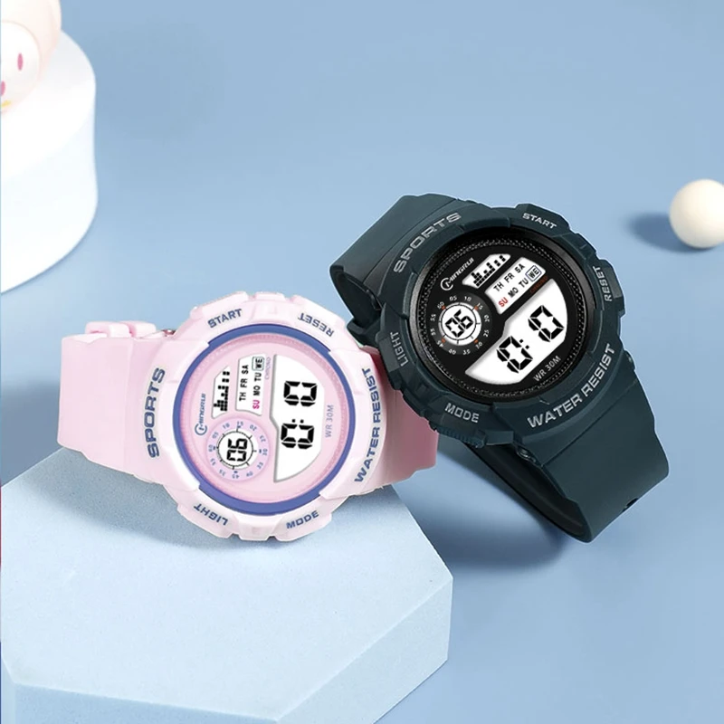 OHSEN Kids Sport Watches 30M Waterproof Pink Silicone Electronic Wristwatch Stopwatch Children Digital Watch For Boys Girls