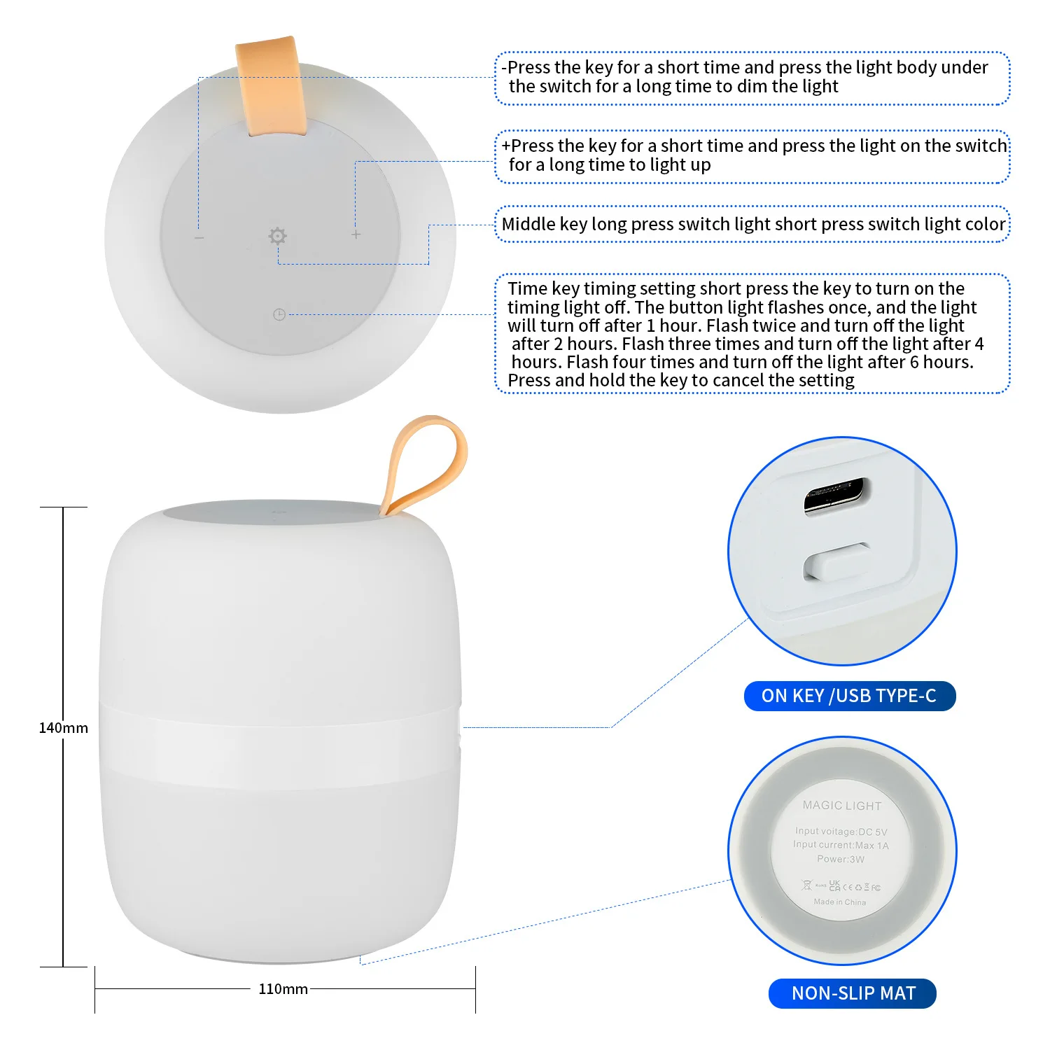 Afstandsbediening Touch Dubbelzijdige Led Kleurrijke Nachtlampje Desktop Sfeer Moeder En Baby Voeding Warm Licht Bureaulamp