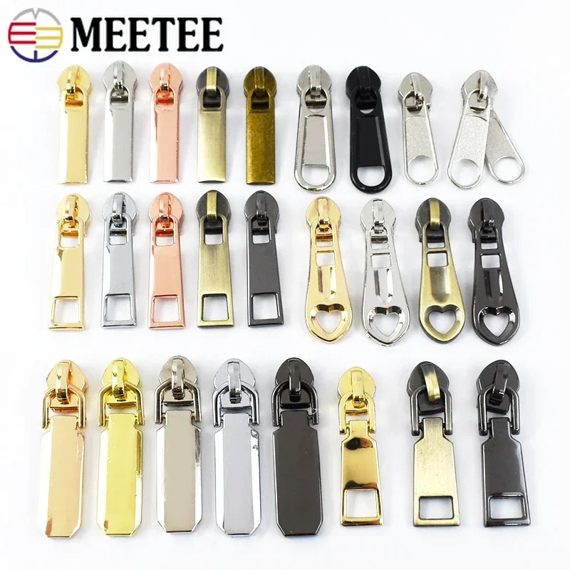 10/20Pcs Meetee 5# Slider for Zipper Nylon Zippers Puller Coat Tent Zip Closure Pulls Headparts Zips Repair Kits Bag Accessories