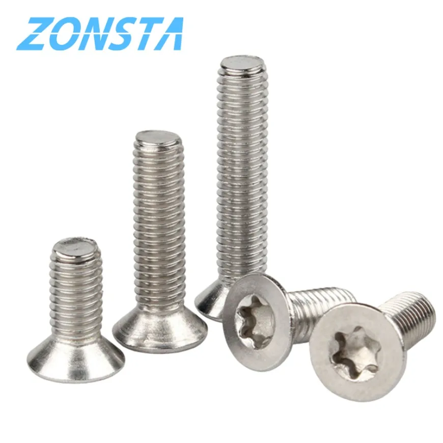 5/10/50pcs Six-Lobe Torx Flat Countersunk Head Screw M1.4 M1.6 M2 M2.5 M3 M4 M5 M6 M8 304 Stainless Steel GB2673 Six Lobe Bolt