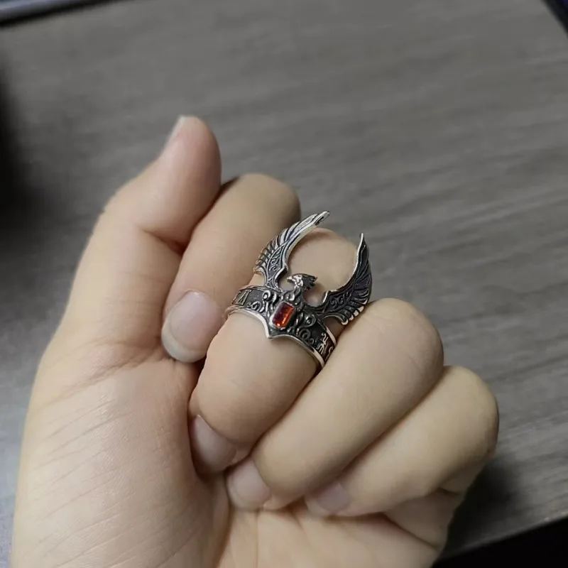 Compatible with Total War Phoenix Crown Ring Eye Adjustable Opening Rings Jewelry Accessories Xmas Gift