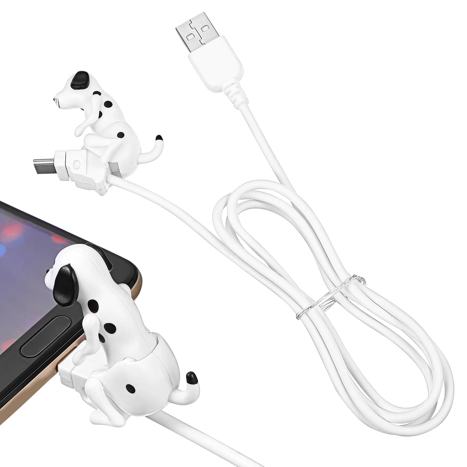 

Creative Puppy Charging Durable USB Type c Data Cable Fun Rogue Dog Swing Buttocks Phone Cable Portable Adapter