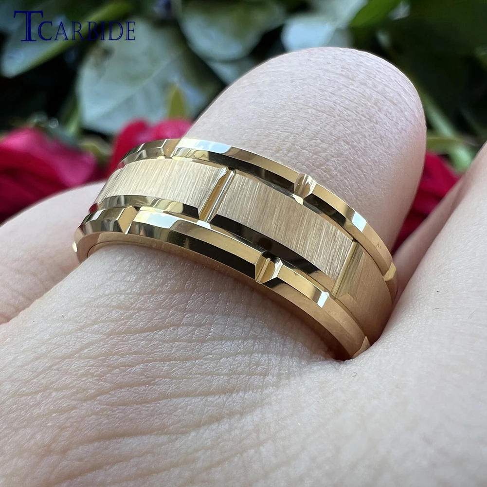 8MM Men Women Cool Wedding Band Tungsten Carbide Ring Multi Grooves Finish Boyfriend Husband Surprice Gift Jewelry