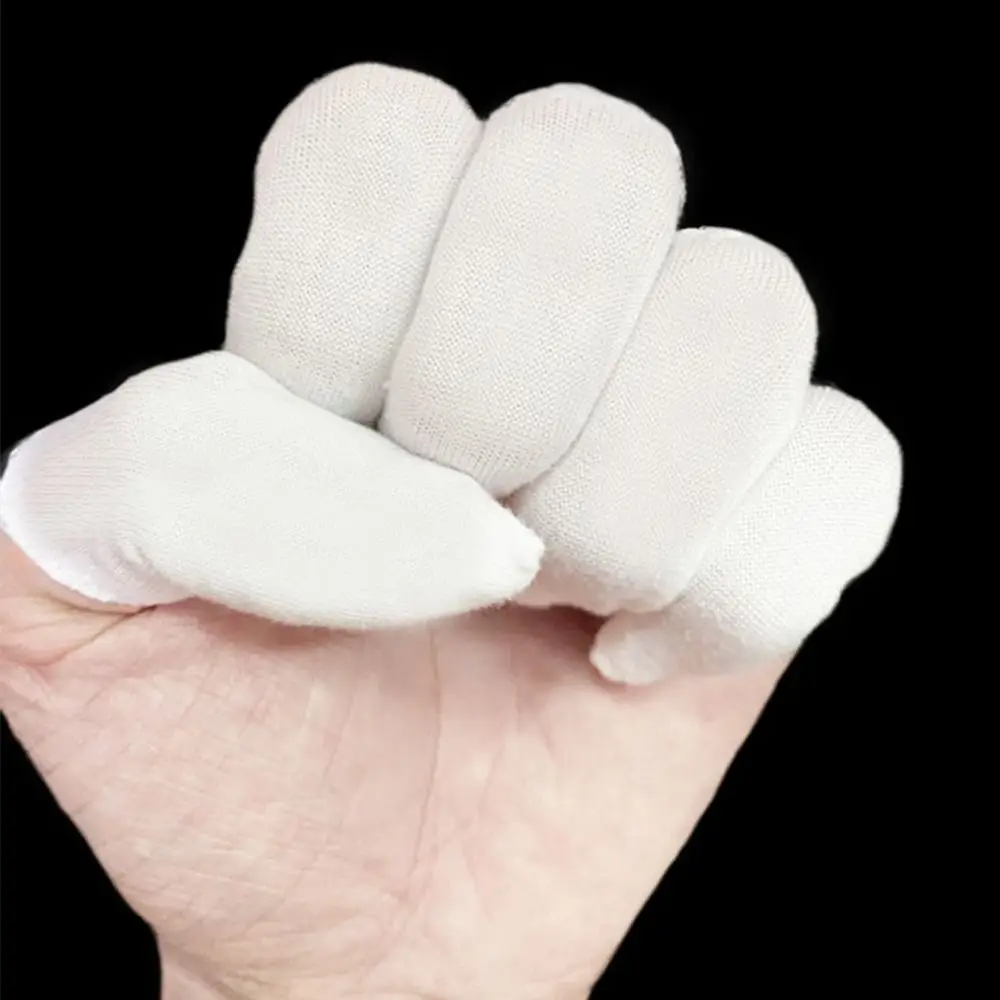 100PCS White Cotton Finger Cots Disposable Sweat Absorption Finger Protectors Non-slip Extension Fingers Protective Gloves Work