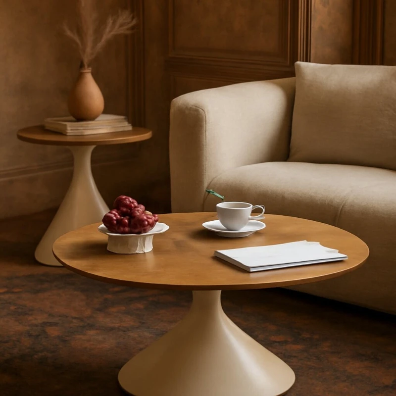 

BM106 Стол кофейный кремового цвета Cream Style Coffee Table Wooden Round для спальни и гостиной современный стиль