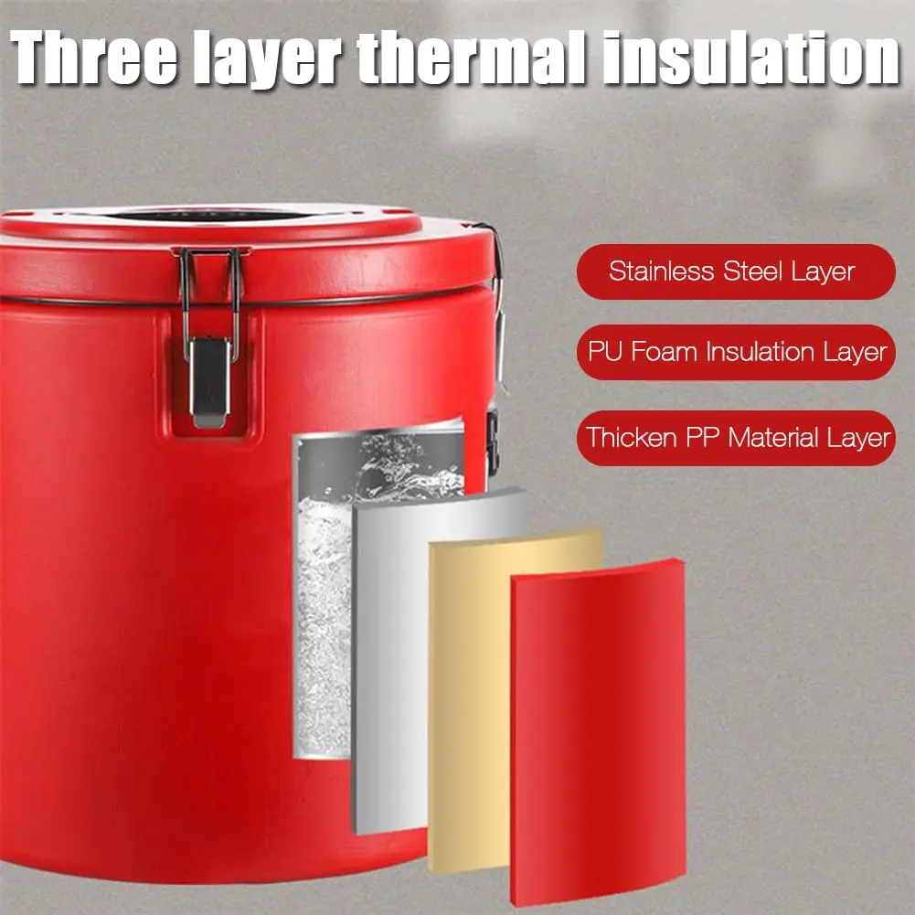موزع مشروبات معزول 3.9 جالونات / 15 لترًا من الفولاذ المقاوم للصدأ الأحمر موزع المشروبات الباردة والساخنة مع Fa
