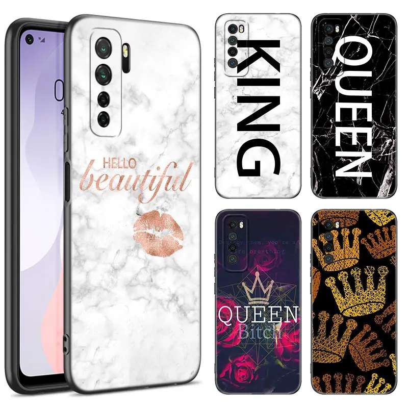 Queen King Crown Marble Black Phone Case For Huawei Nova 8 9 10 SE 11 Ultra 12 Pro 7i 8i 11i 11E Y70 Plus Y60 Y61 Y71 Y90 Y91