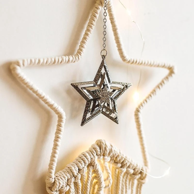 G92C Metal Macrame Star Hoop Handmade Dreamcatcher Circle Ring for Making Home Decor